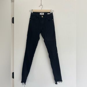 Frame Cropped Black Le High Skinny Jeans Size 23